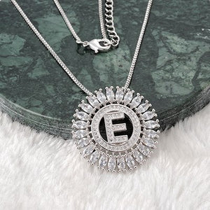 Fashion Design Gift Initials Letter Pendant Necklace Rare Trapezoidal Copper Cubic Zirconia High Quality Jewelry for Women
