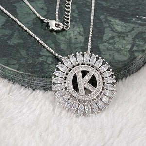 Fashion Design Gift Initials Letter Pendant Necklace Rare Trapezoidal Copper Cubic Zirconia High Quality Jewelry for Women