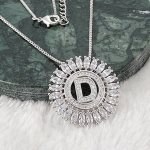 Fashion Design Gift Initials Letter Pendant Necklace Rare Trapezoidal Copper Cubic Zirconia High Quality Jewelry for Women