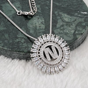Fashion Design Gift Initials Letter Pendant Necklace Rare Trapezoidal Copper Cubic Zirconia High Quality Jewelry for Women