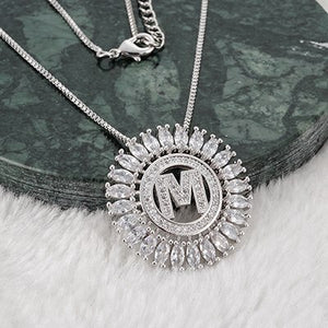 Fashion Design Gift Initials Letter Pendant Necklace Rare Trapezoidal Copper Cubic Zirconia High Quality Jewelry for Women