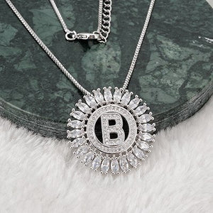 Fashion Design Gift Initials Letter Pendant Necklace Rare Trapezoidal Copper Cubic Zirconia High Quality Jewelry for Women