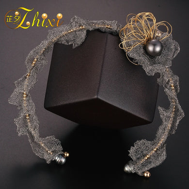 Collana girocollo con perle nere di Tahiti per le donne Gioielleria raffinata Perle di mare naturali di lusso Torque 2018 Nuovo regalo per feste EB80 