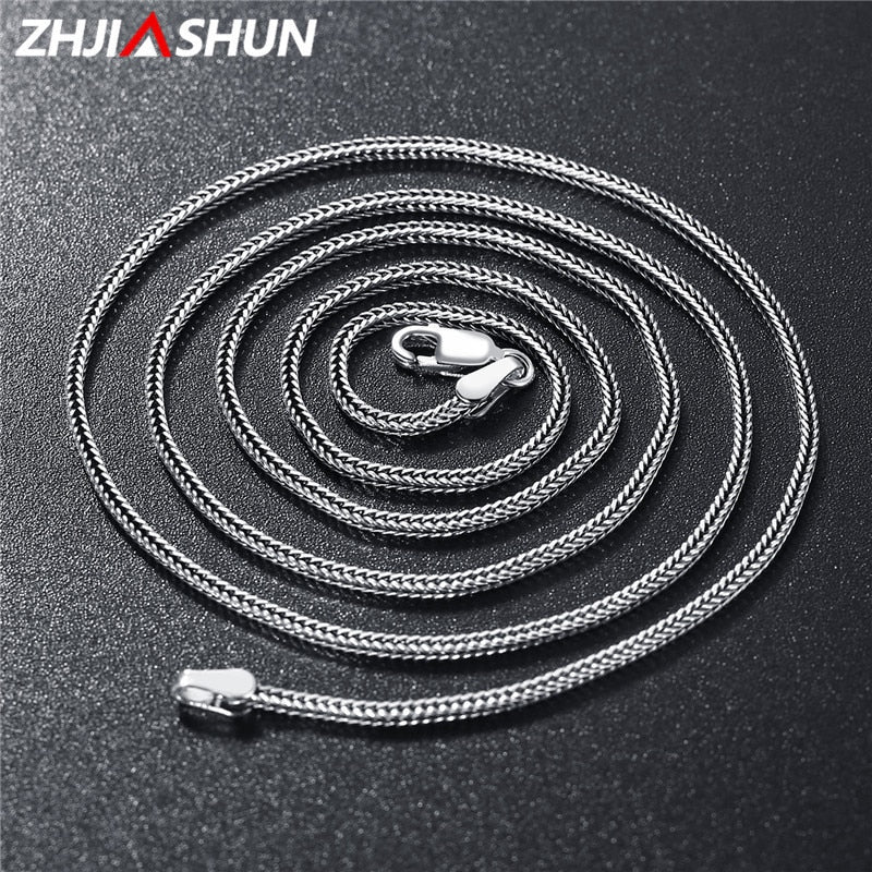 Vintage Thailand Thai Silver Men Chain Necklaces 925 Sterling Silver Long Chains for Male Women 60cm 70cm 75cm