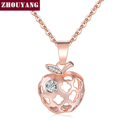 Delicate Hollow Out Apple Shape RoseGold Color Pendant Necklace Fashion Jewelry Wholesale ZYN619 ZYN620 ZYN621 ZYN622