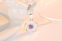 Load image into Gallery viewer, Cherry Blossom Peach Flower Pendants &amp; Necklaces Pink Purple Cubic Zirconia Necklace Women Luxury Brand Trendy Jewelry