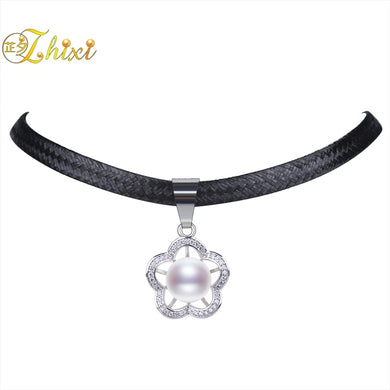 ZHXI Pearl Necklace Pendant Pearl Jewelry Big Natural Stone Pendant Trendy Torques Women Birthd Gift Flower D231