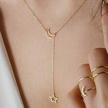 Carica l&#39;immagine nel visualizzatore di Gallery, Collana girocollo semplice a forma di cuore con stella di luna per collana a catena da donna con ciondolo sul collo Girocolli Collane di Boemia Regali di gioielli 