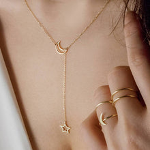 Carica l&#39;immagine nel visualizzatore di Gallery, Collana girocollo semplice a forma di cuore con stella di luna per collana a catena da donna con ciondolo sul collo Girocolli Collane di Boemia Regali di gioielli 