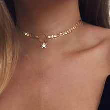 Carica l&#39;immagine nel visualizzatore di Gallery, Collana girocollo semplice a forma di cuore con stella di luna per collana a catena da donna con ciondolo sul collo Girocolli Collane di Boemia Regali di gioielli 