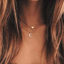 Carica l&#39;immagine nel visualizzatore di Gallery, Collana girocollo semplice a forma di cuore con stella di luna per collana a catena da donna con ciondolo sul collo Girocolli Collane di Boemia Regali di gioielli 