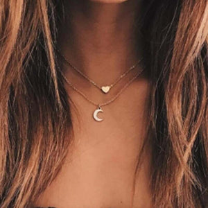 Collana girocollo semplice a forma di cuore con stella di luna per collana a catena da donna con ciondolo sul collo Girocolli Collane di Boemia Regali di gioielli 