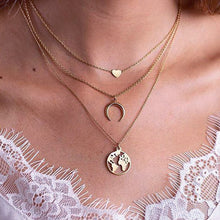 Carica l&#39;immagine nel visualizzatore di Gallery, Collana girocollo semplice a forma di cuore con stella di luna per collana a catena da donna con ciondolo sul collo Girocolli Collane di Boemia Regali di gioielli 