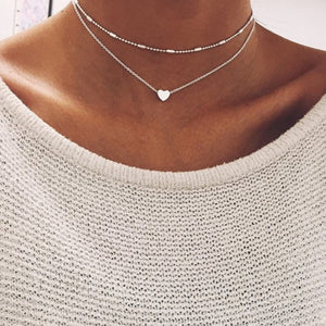 Collana girocollo semplice a forma di cuore con stella di luna per collana a catena da donna con ciondolo sul collo Girocolli Collane di Boemia Regali di gioielli 