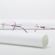 Carica l&#39;immagine nel visualizzatore di Gallery, ZIROSAT 2378 Occhiali senza montatura in oro Telaio da donna Occhiali da vista leggeri con montatura ottica Montature da vista Miopia Occhiali da vista 