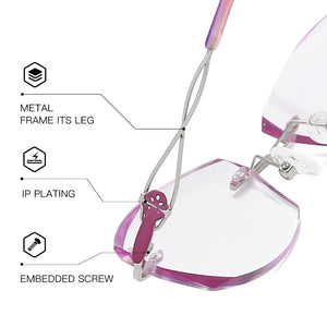 ZIROSAT 2378 Occhiali senza montatura in oro Telaio da donna Occhiali da vista leggeri con montatura ottica Montature da vista Miopia Occhiali da vista 