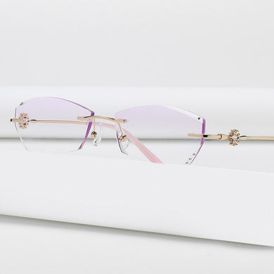 ZIROSAT 52023 Alloy Rimless Diamond Cutting Woman Glasses Frame Optical Prescription Eyeglasses Woman Eyewear Fashion