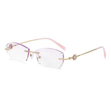 Load image into Gallery viewer, ZIROSAT 52023 Alloy Rimless Diamond Cutting Woman Glasses Frame Optical Prescription Eyeglasses Woman Eyewear Fashion