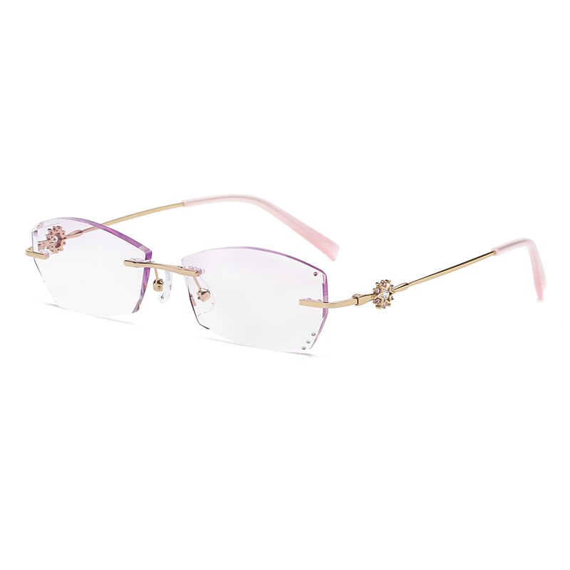 ZIROSAT 52023 Alloy Rimless Diamond Cutting Woman Glasses Frame Optical Prescription Eyeglasses Woman Eyewear Fashion