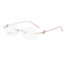 Load image into Gallery viewer, ZIROSAT 52023 Alloy Rimless Diamond Cutting Woman Glasses Frame Optical Prescription Eyeglasses Woman Eyewear Fashion