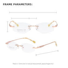 Carica l&#39;immagine nel visualizzatore di Gallery, ZIROSAT 58133 Occhiali senza montatura in oro Telaio da donna Occhiali da vista leggeri con montatura ottica Montature per occhiali da vista Miopia 