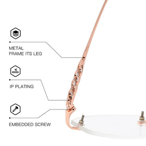 ZIROSAT 58133 Occhiali senza montatura in oro Telaio da donna Occhiali da vista leggeri con montatura ottica Montature per occhiali da vista Miopia 