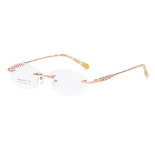 Carica l&#39;immagine nel visualizzatore di Gallery, ZIROSAT 58133 Occhiali senza montatura in oro Telaio da donna Occhiali da vista leggeri con montatura ottica Montature per occhiali da vista Miopia 