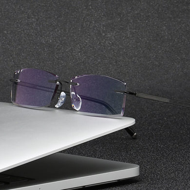 ZIROSAT 630HT Pure Titanium Rimless Diamond Cutting Man Glasses Frame Optical Prescription Eyeglasses Eyewear Fashion