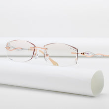 Load image into Gallery viewer, ZIROSAT 88038 Tint Lenses Myopia Glasses Reading Glasses Diamond Cutting Rimless Titanium Glasses Frame for Women