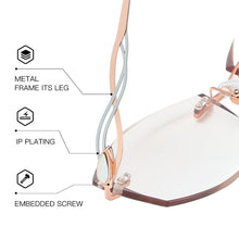 Load image into Gallery viewer, ZIROSAT 88038 Tint Lenses Myopia Glasses Reading Glasses Diamond Cutting Rimless Titanium Glasses Frame for Women