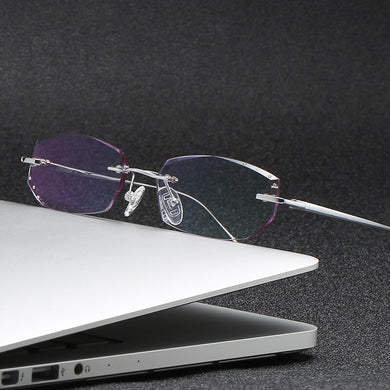 ZIROSAT 9037 Pure Titanium Rimless Men Eyeglasses Frame Brand Designer Myopia Clear Optical Prescription Eyewear Frame