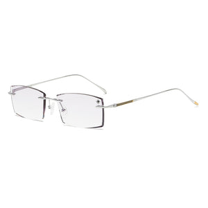 ZIROSAT 9083 Titanium  Male Rimless Eyewear Diamond Trimmed Myopia Spectacle Frame Men Sunglasses Tint Lenses