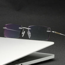 Load image into Gallery viewer, ZIROSAT 9083 Titanium  Male Rimless Eyewear Diamond Trimmed Myopia Spectacle Frame Men Sunglasses Tint Lenses