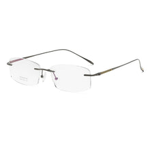 Load image into Gallery viewer, ZIROSAT 9083 Titanium  Male Rimless Eyewear Diamond Trimmed Myopia Spectacle Frame Men Sunglasses Tint Lenses