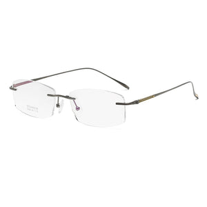 ZIROSAT 9083 Titanium  Male Rimless Eyewear Diamond Trimmed Myopia Spectacle Frame Men Sunglasses Tint Lenses