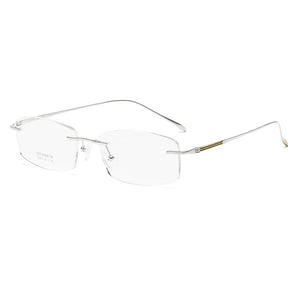 ZIROSAT 9083 Titanium  Male Rimless Eyewear Diamond Trimmed Myopia Spectacle Frame Men Sunglasses Tint Lenses