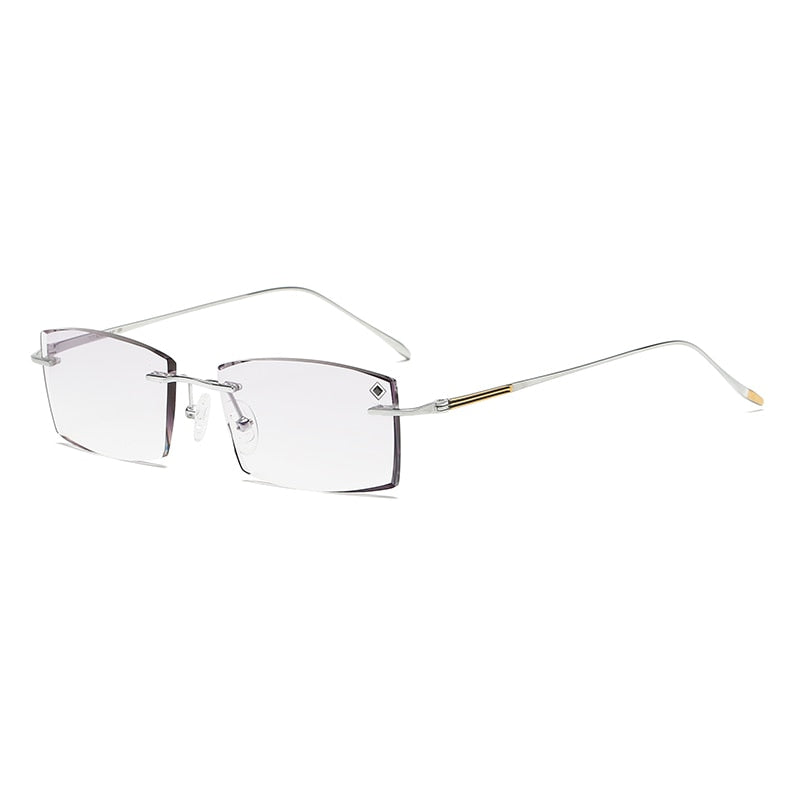 ZIROSAT 9083 Titanium  Male Rimless Eyewear Diamond Trimmed Myopia Spectacle Frame Men Sunglasses Tint Lenses