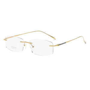 ZIROSAT 9083 Titanium  Male Rimless Eyewear Diamond Trimmed Myopia Spectacle Frame Men Sunglasses Tint Lenses