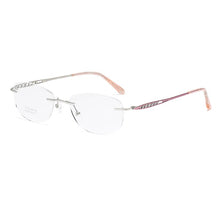 Load image into Gallery viewer, ZIROSAT 9136 Titanium Female Rimless Eyewear Diamond Trimmed Myopia Spectacle Frame Women Sunglasses Tint Lenses