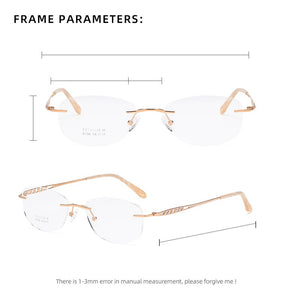 ZIROSAT 9136 Titanium Female Rimless Eyewear Diamond Trimmed Myopia Spectacle Frame Women Sunglasses Tint Lenses