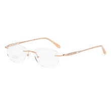 Load image into Gallery viewer, ZIROSAT 9136 Titanium Female Rimless Eyewear Diamond Trimmed Myopia Spectacle Frame Women Sunglasses Tint Lenses