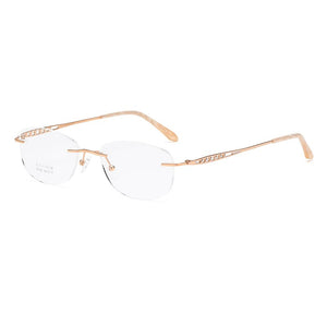 ZIROSAT 9136 Titanium Female Rimless Eyewear Diamond Trimmed Myopia Spectacle Frame Women Sunglasses Tint Lenses