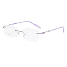 Load image into Gallery viewer, ZIROSAT 9150 Titanium Female Rimless Eyewear Diamond Trimmed Myopia Spectacle Frame Women Sunglasses Tint Lenses