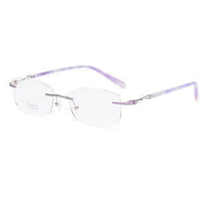 ZIROSAT 9150 Titanium Female Rimless Eyewear Diamond Trimmed Myopia Spectacle Frame Women Sunglasses Tint Lenses