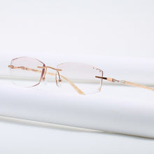 Load image into Gallery viewer, ZIROSAT 9150 Titanium Female Rimless Eyewear Diamond Trimmed Myopia Spectacle Frame Women Sunglasses Tint Lenses