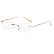Load image into Gallery viewer, ZIROSAT 9150 Titanium Female Rimless Eyewear Diamond Trimmed Myopia Spectacle Frame Women Sunglasses Tint Lenses