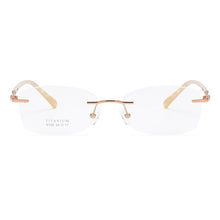 Load image into Gallery viewer, ZIROSAT 9150 Titanium Female Rimless Eyewear Diamond Trimmed Myopia Spectacle Frame Women Sunglasses Tint Lenses