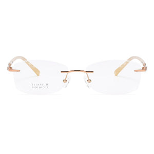 ZIROSAT 9150 Titanium Female Rimless Eyewear Diamond Trimmed Myopia Spectacle Frame Women Sunglasses Tint Lenses