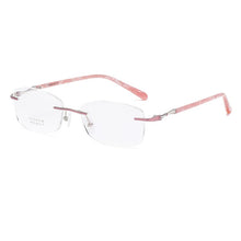 Load image into Gallery viewer, ZIROSAT 9150 Titanium Female Rimless Eyewear Diamond Trimmed Myopia Spectacle Frame Women Sunglasses Tint Lenses