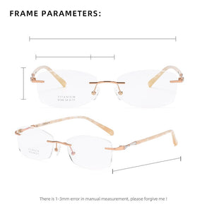 ZIROSAT 9150 Titanium Female Rimless Eyewear Diamond Trimmed Myopia Spectacle Frame Women Sunglasses Tint Lenses